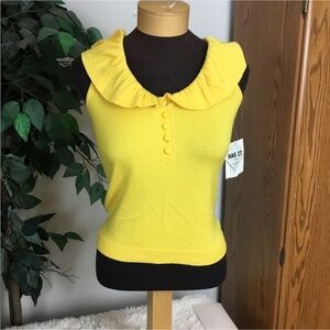 id/entity ruffled neckline golden rod yellow sleeveless top Woman’s XS
